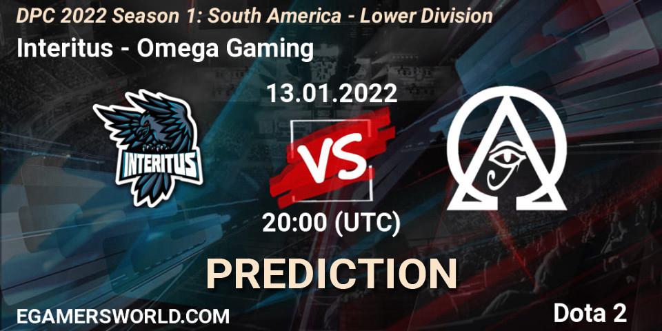 Interitus - Omega Gaming: прогноз. 13.01.2022 at 20:00, Dota 2, DPC 2022 Season 1: South America - Lower Division