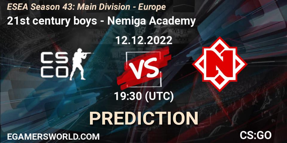 21st century boys - Nemiga Academy: прогноз. 12.12.2022 at 19:30, Counter-Strike (CS2), ESEA Season 43: Main Division - Europe
