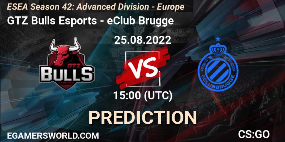 GTZ Bulls Esports - eClub Brugge: прогноз. 25.08.2022 at 15:00, Counter-Strike (CS2), ESEA Season 42: Advanced Division - Europe