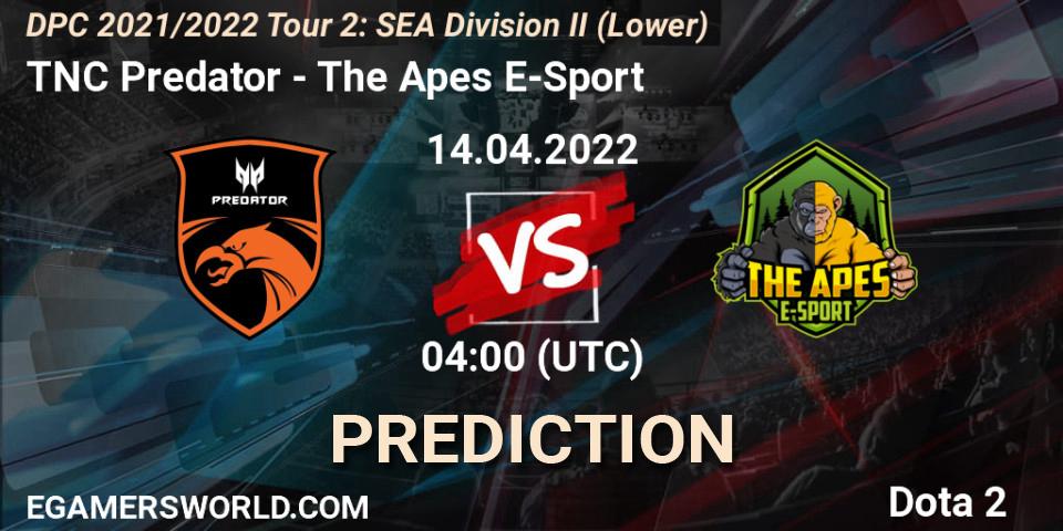 TNC Predator - The Apes E-Sport: прогноз. 14.04.2022 at 04:00, Dota 2, DPC 2021/2022 Tour 2: SEA Division II (Lower)