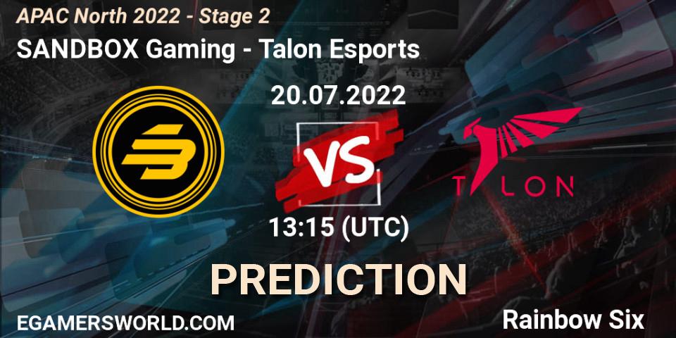 SANDBOX Gaming - Talon Esports: прогноз. 20.07.2022 at 13:15, Rainbow Six, APAC North 2022 - Stage 2