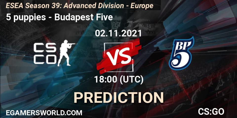 5 puppies - Budapest Five: прогноз. 02.11.2021 at 18:00, Counter-Strike (CS2), ESEA Season 39: Advanced Division - Europe