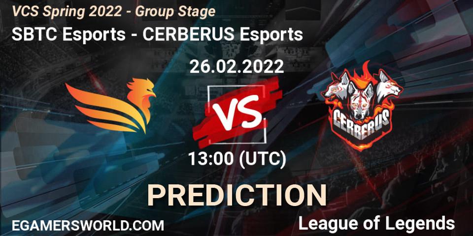 SBTC Esports - CERBERUS Esports: прогноз. 26.02.2022 at 13:10, LoL, VCS Spring 2022 - Group Stage 