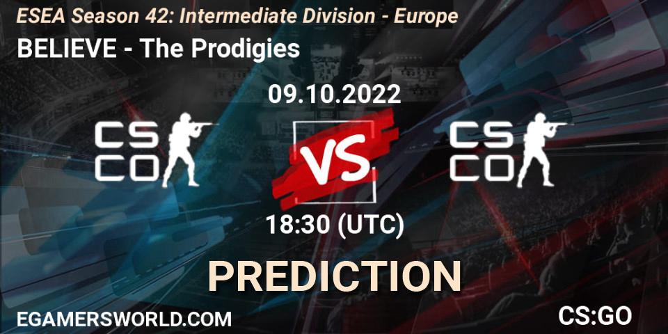 BELIEVE - The Prodigies: прогноз. 10.10.2022 at 18:00, Counter-Strike (CS2), ESEA Season 42: Intermediate Division - Europe
