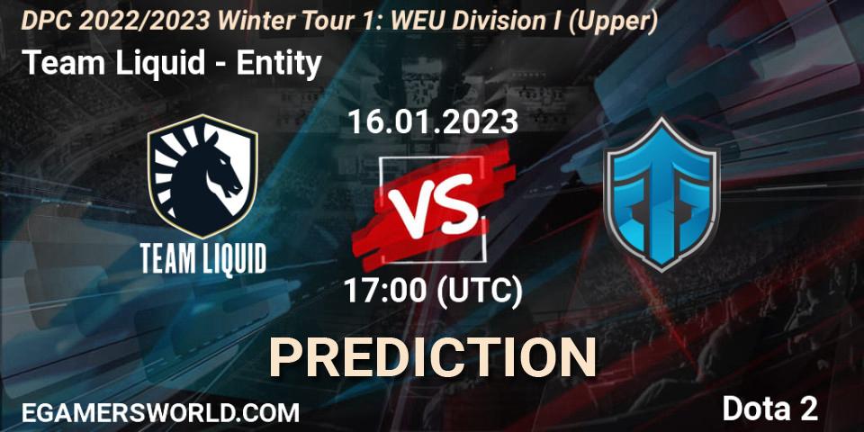 Team Liquid - Entity: прогноз. 16.01.2023 at 16:55, Dota 2, DPC 2022/2023 Winter Tour 1: WEU Division I (Upper)