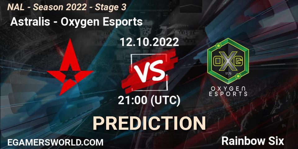  Astralis - Oxygen Esports: прогноз. 12.10.2022 at 21:00, Rainbow Six, NAL - Season 2022 - Stage 3