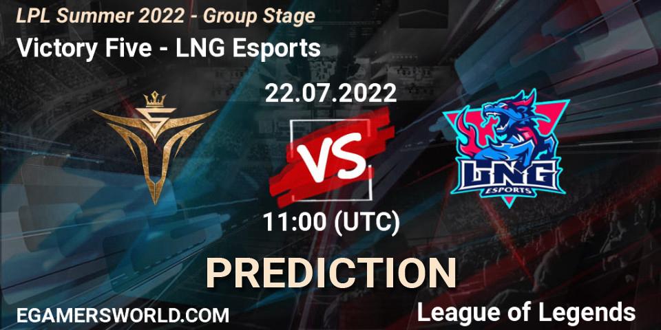 Victory Five - LNG Esports: прогноз. 22.07.2022 at 12:00, LoL, LPL Summer 2022 - Group Stage