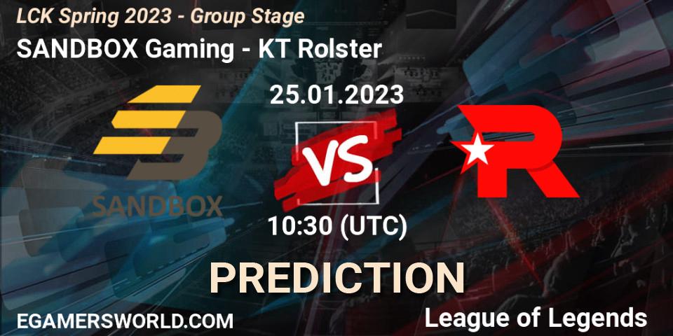 SANDBOX Gaming - KT Rolster: прогноз. 25.01.2023 at 10:30, LoL, LCK Spring 2023 - Group Stage