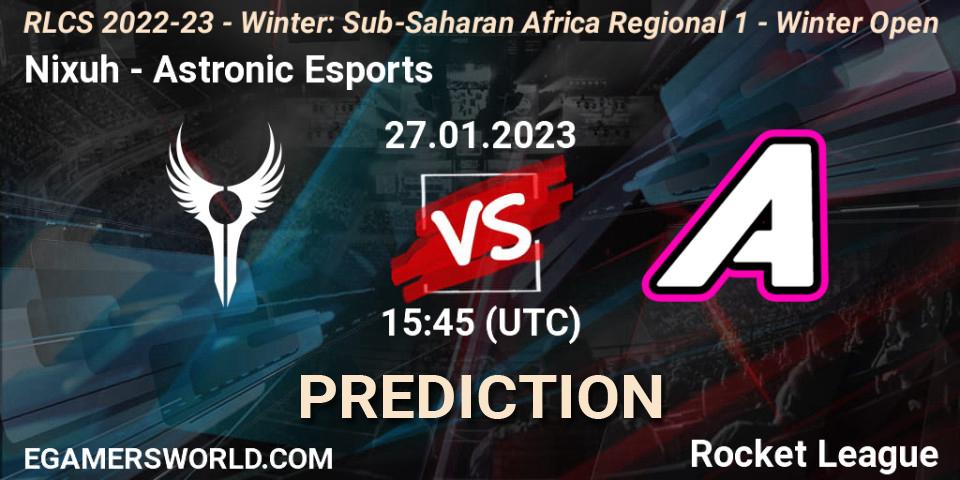 Nixuh - Astronic Esports: прогноз. 27.01.2023 at 15:45, Rocket League, RLCS 2022-23 - Winter: Sub-Saharan Africa Regional 1 - Winter Open