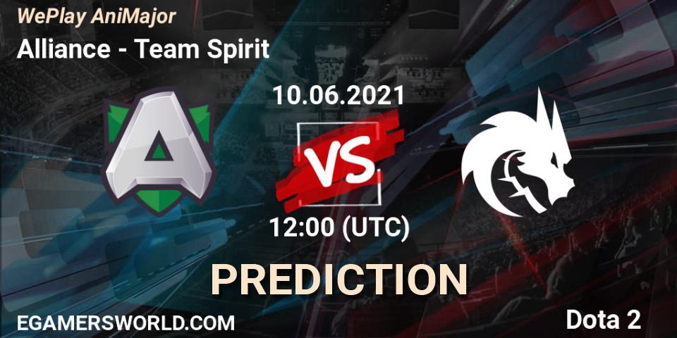 Alliance - Team Spirit: прогноз. 10.06.2021 at 13:28, Dota 2, WePlay AniMajor 2021