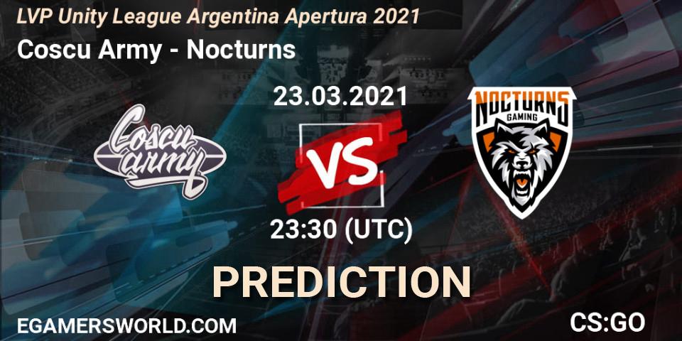 Coscu Army - Nocturns: прогноз. 23.03.2021 at 23:30, Counter-Strike (CS2), LVP Unity League Argentina Apertura 2021