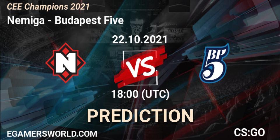 Nemiga - Budapest Five: прогноз. 22.10.2021 at 18:00, Counter-Strike (CS2), CEE Champions 2021