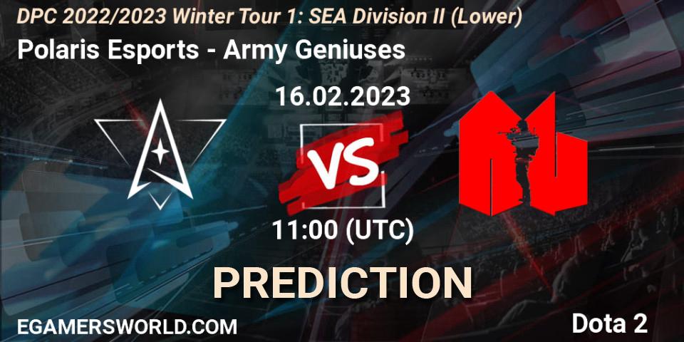 Polaris Esports - Army Geniuses: прогноз. 17.02.2023 at 11:17, Dota 2, DPC 2022/2023 Winter Tour 1: SEA Division II (Lower)