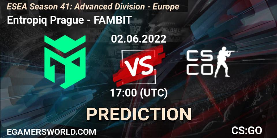 Entropiq Prague - FAMBIT: прогноз. 02.06.2022 at 17:00, Counter-Strike (CS2), ESEA Season 41: Advanced Division - Europe