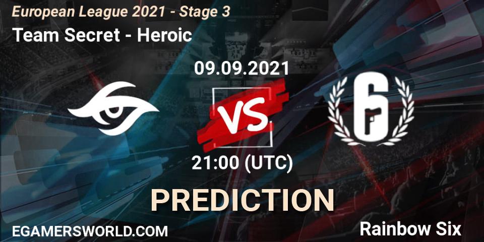 Team Secret - Heroic: прогноз. 09.09.2021 at 21:00, Rainbow Six, European League 2021 - Stage 3