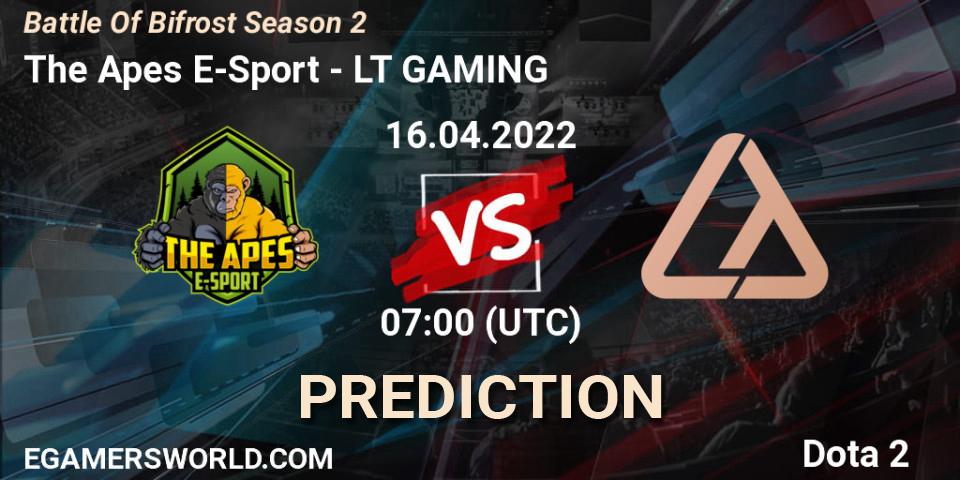The Apes E-Sport - LT GAMING: прогноз. 16.04.2022 at 09:00, Dota 2, Battle Of Bifrost Season 2