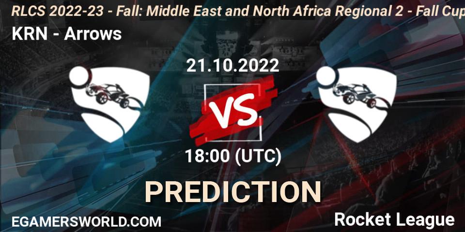 KRN - Arrows: прогноз. 21.10.2022 at 17:00, Rocket League, RLCS 2022-23 - Fall: Middle East and North Africa Regional 2 - Fall Cup