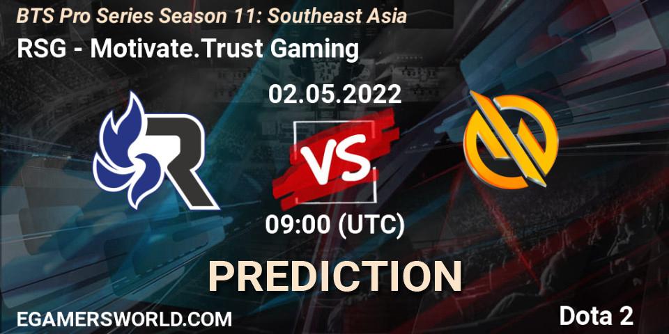 RSG - Motivate.Trust Gaming: прогноз. 07.05.2022 at 09:03, Dota 2, BTS Pro Series Season 11: Southeast Asia