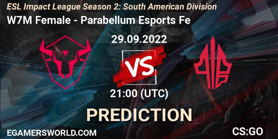 W7M Female - Parabellum Esports Fe: прогноз. 29.09.22, CS2 (CS:GO), ESL Impact League Season 2: South American Division