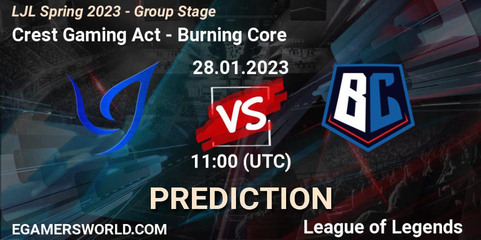 Crest Gaming Act - Burning Core: прогноз. 28.01.2023 at 10:30, LoL, LJL Spring 2023 - Group Stage