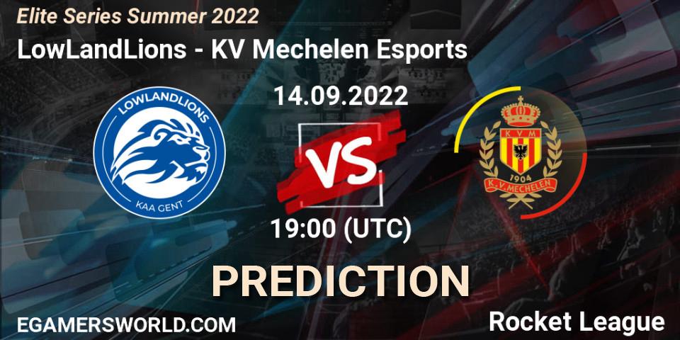 LowLandLions - KV Mechelen Esports: прогноз. 14.09.2022 at 19:00, Rocket League, Elite Series Summer 2022