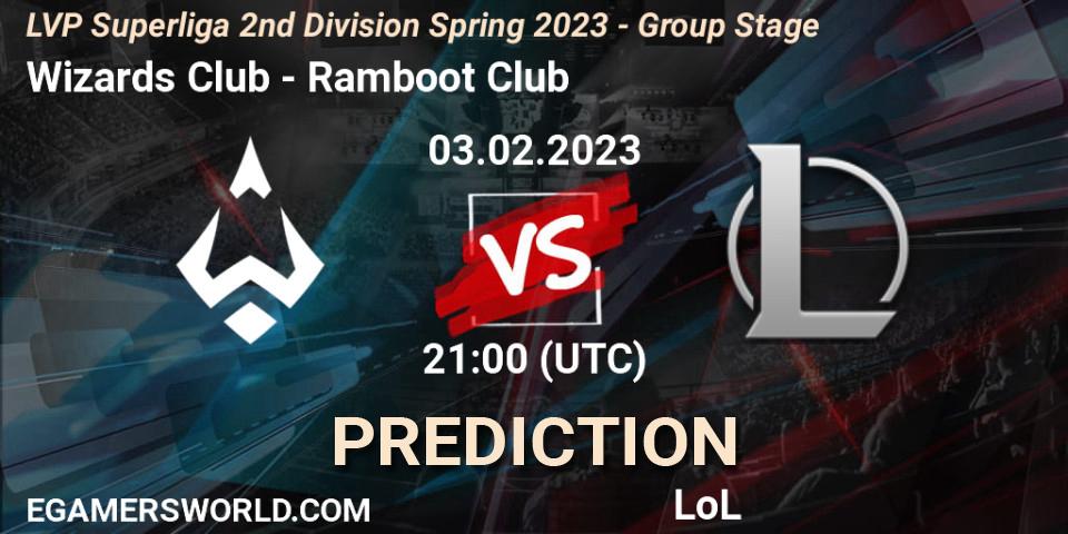 Wizards Club - Ramboot Club: прогноз. 03.02.2023 at 21:00, LoL, LVP Superliga 2nd Division Spring 2023 - Group Stage