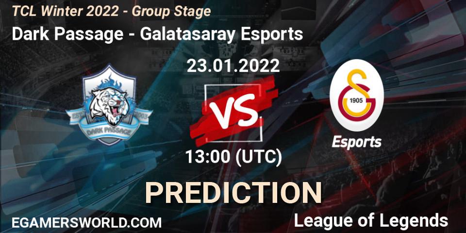 Dark Passage - Galatasaray Esports: прогноз. 23.01.2022 at 13:00, LoL, TCL Winter 2022 - Group Stage