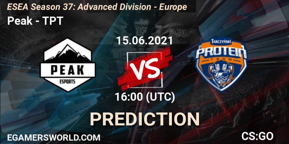 Peak - TPT: прогноз. 15.06.2021 at 16:00, Counter-Strike (CS2), ESEA Season 37: Advanced Division - Europe