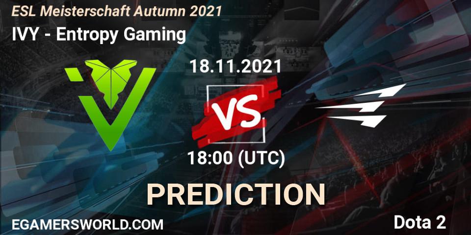 IVY - Entropy Gaming: прогноз. 18.11.2021 at 18:08, Dota 2, ESL Meisterschaft Autumn 2021