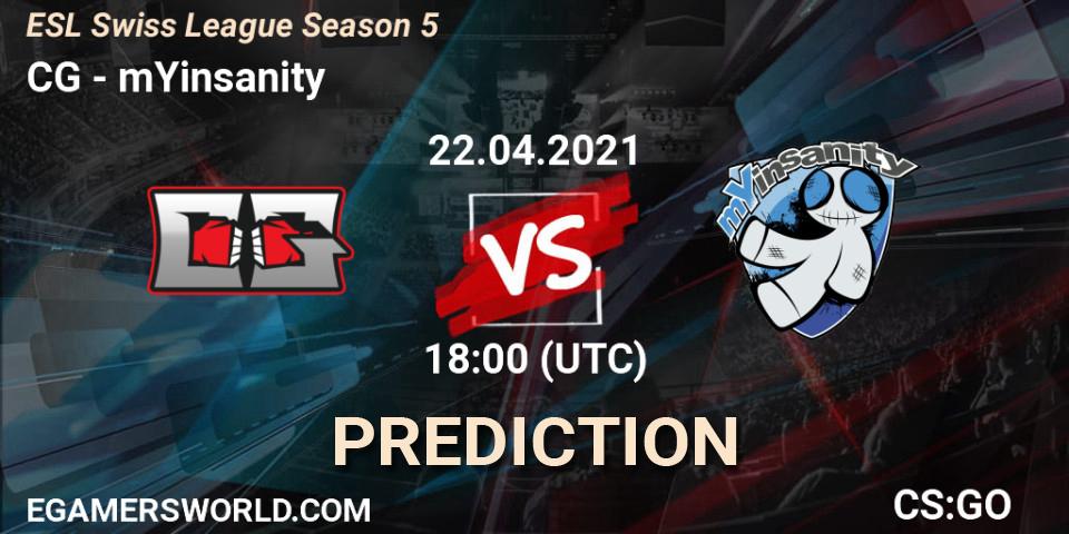 CG - mYinsanity: прогноз. 22.04.2021 at 18:00, Counter-Strike (CS2), ESL Swiss League Season 5