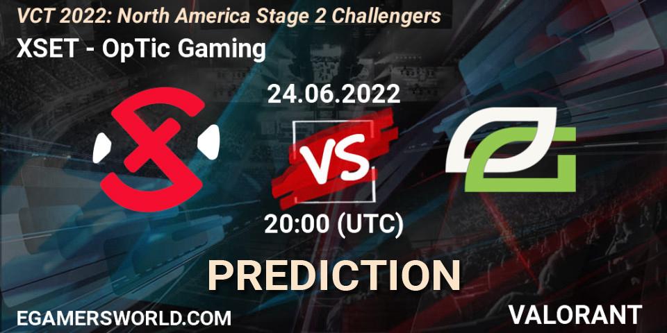XSET - OpTic Gaming: прогноз. 24.06.2022 at 20:15, VALORANT, VCT 2022: North America Stage 2 Challengers