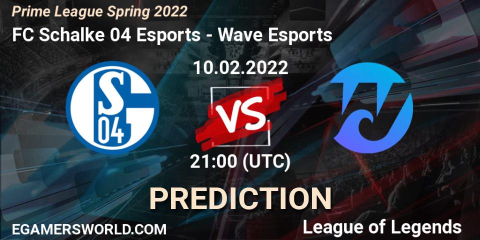 FC Schalke 04 Esports - Wave Esports: прогноз. 10.02.2022 at 21:30, LoL, Prime League Spring 2022