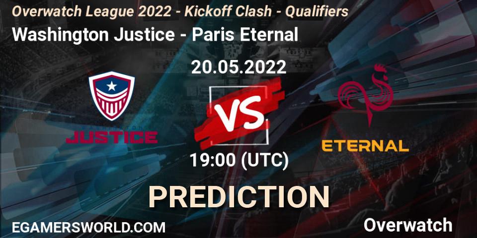 Washington Justice - Paris Eternal: прогноз. 20.05.2022 at 19:00, Overwatch, Overwatch League 2022 - Kickoff Clash - Qualifiers