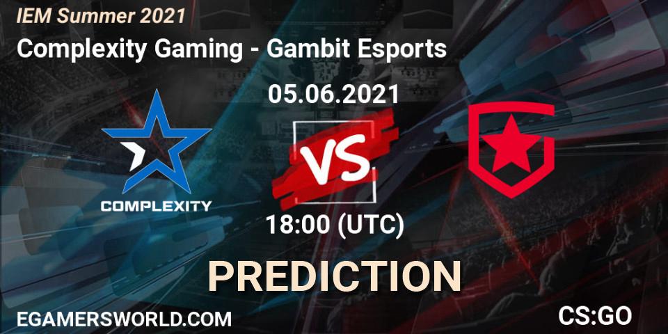 Complexity Gaming - Gambit Esports: прогноз. 05.06.2021 at 19:10, Counter-Strike (CS2), IEM Summer 2021