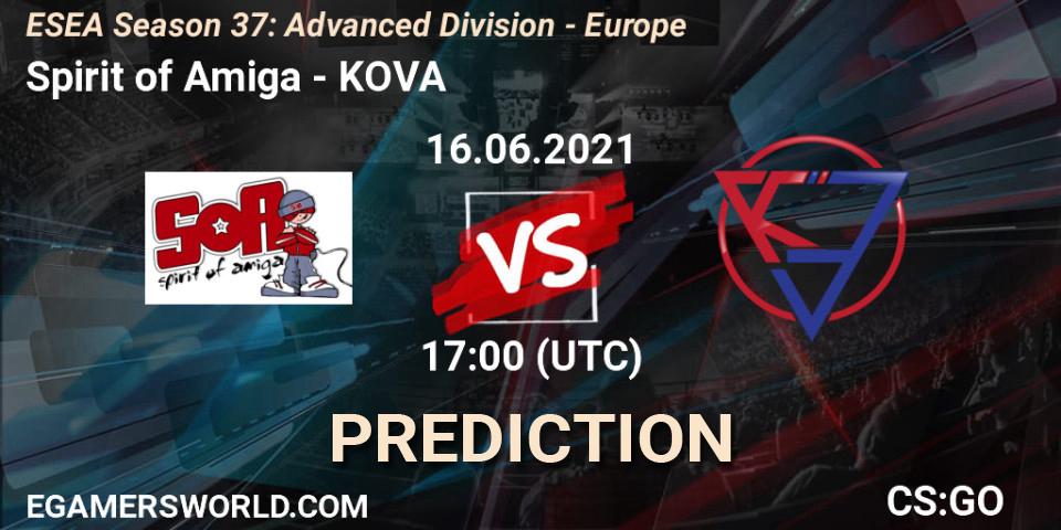 Spirit of Amiga - KOVA: прогноз. 16.06.2021 at 17:00, Counter-Strike (CS2), ESEA Season 37: Advanced Division - Europe
