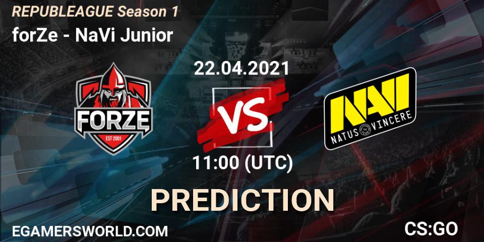 forZe - NaVi Junior: прогноз. 22.04.2021 at 11:00, Counter-Strike (CS2), REPUBLEAGUE Season 1