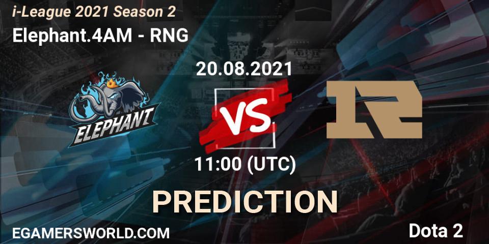 Elephant.4AM - RNG: прогноз. 20.08.2021 at 11:04, Dota 2, i-League 2021 Season 2