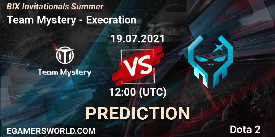 Team Mystery - Execration: прогноз. 19.07.2021 at 12:29, Dota 2, BIX Invitationals Summer