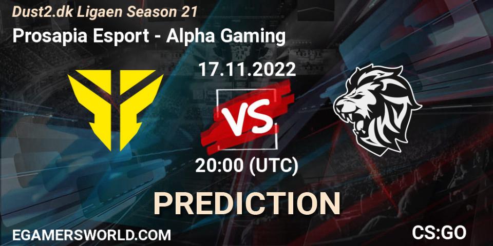 Prosapia Esport - Alpha Gaming: прогноз. 17.11.22, CS2 (CS:GO), Dust2.dk Ligaen Season 21