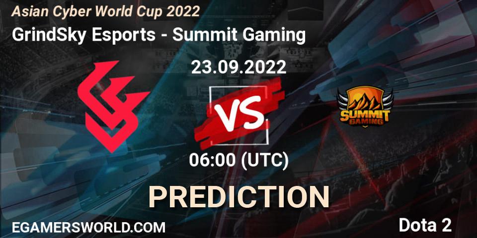 GrindSky Esports - Summit Gaming: прогноз. 23.09.2022 at 06:04, Dota 2, Asian Cyber World Cup 2022