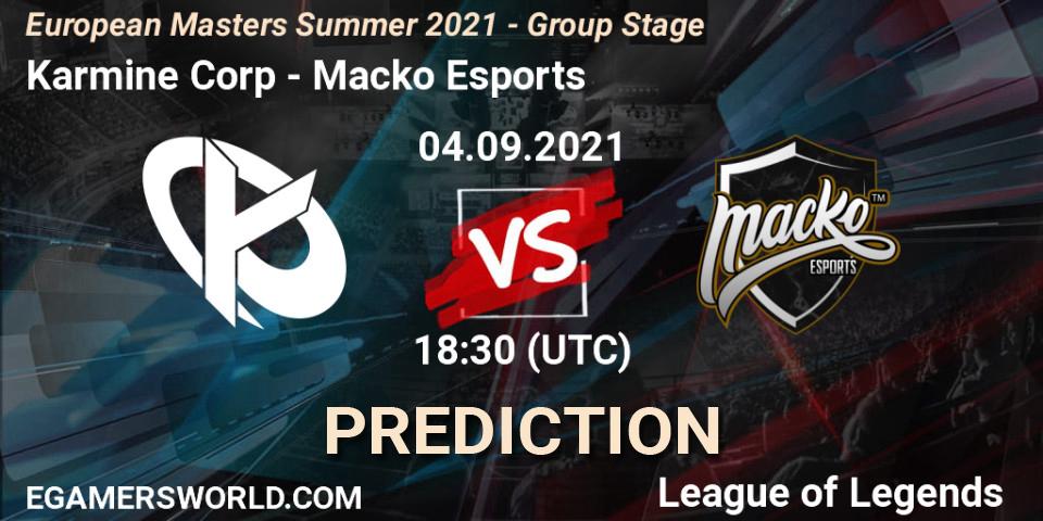 Karmine Corp - Macko Esports: прогноз. 04.09.2021 at 18:30, LoL, European Masters Summer 2021 - Group Stage