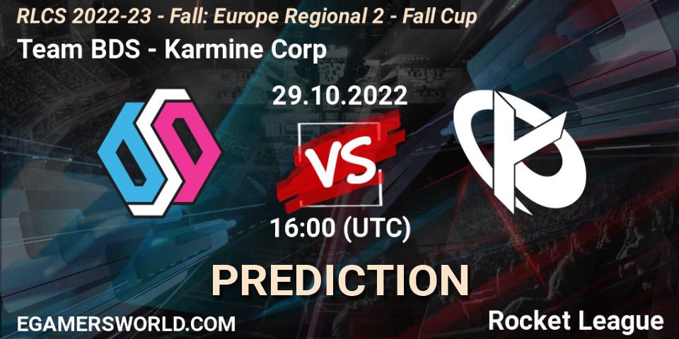 Team BDS - Karmine Corp: прогноз. 29.10.22, Rocket League, RLCS 2022-23 - Fall: Europe Regional 2 - Fall Cup