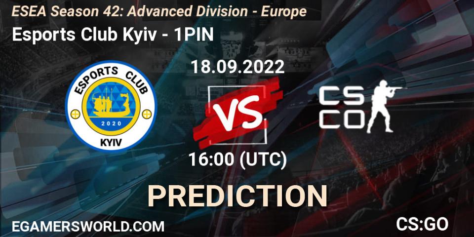 Esports Club Kyiv - 1PIN: прогноз. 18.09.2022 at 16:00, Counter-Strike (CS2), ESEA Season 42: Advanced Division - Europe