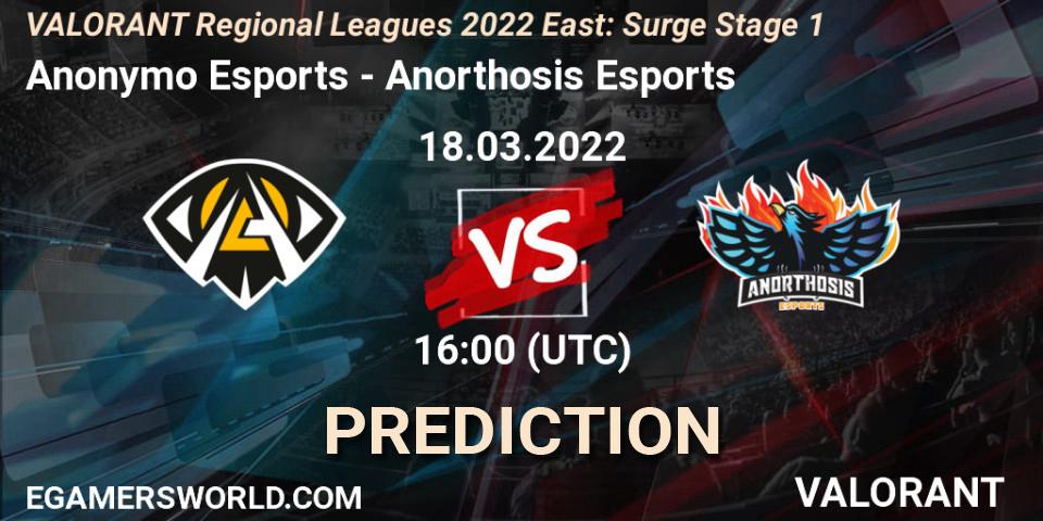 Anonymo Esports - Anorthosis Esports: прогноз. 18.03.2022 at 16:00, VALORANT, VALORANT Regional Leagues 2022 East: Surge Stage 1