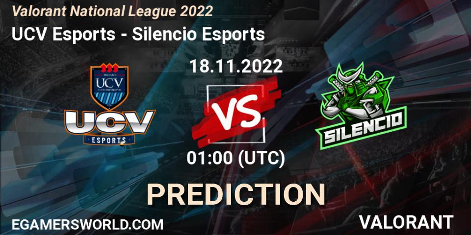 UCV Esports - Silencio Esports: прогноз. 18.11.2022 at 01:00, VALORANT, Valorant National League 2022