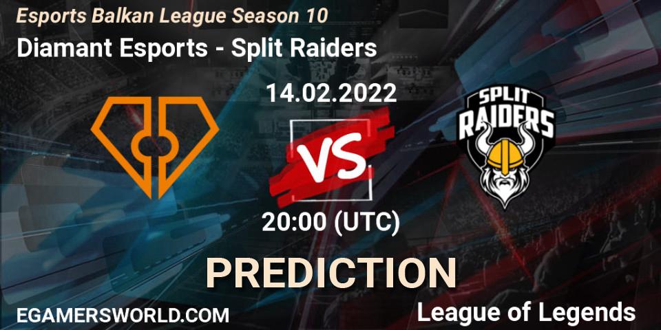 Diamant Esports - Split Raiders: прогноз. 14.02.2022 at 20:00, LoL, Esports Balkan League Season 10