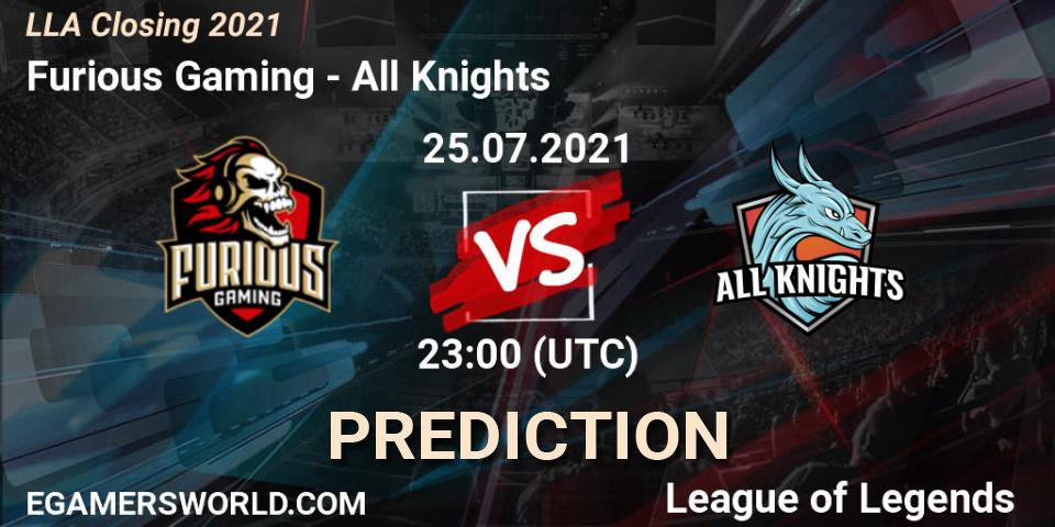 Furious Gaming - All Knights: прогноз. 25.07.2021 at 23:00, LoL, LLA Closing 2021