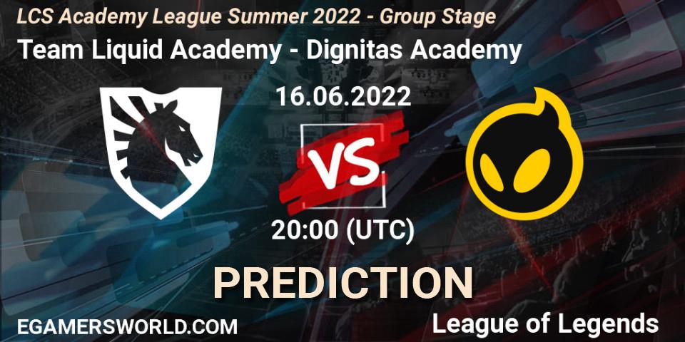Team Liquid Academy - Dignitas Academy: прогноз. 16.06.2022 at 20:00, LoL, LCS Academy League Summer 2022 - Group Stage