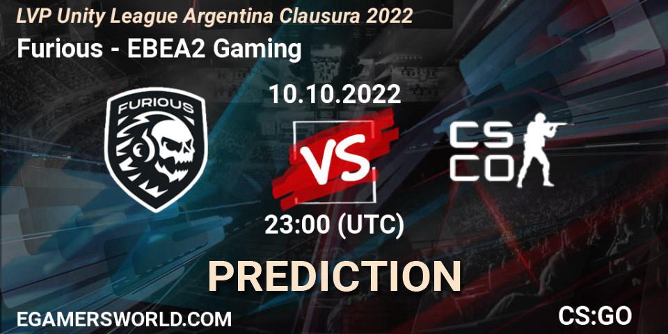 Furious - EBEA2 Gaming: прогноз. 10.10.2022 at 23:00, Counter-Strike (CS2), LVP Unity League Argentina Clausura 2022