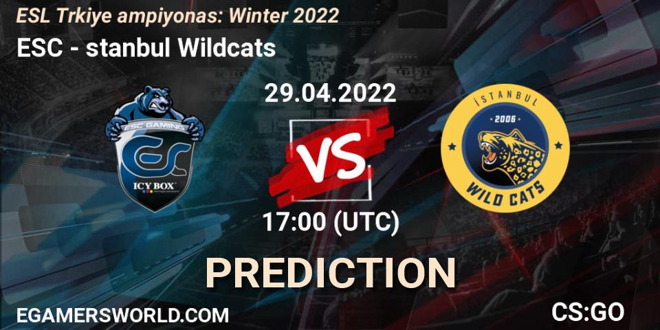 ESC - İstanbul Wildcats: прогноз. 29.04.2022 at 17:00, Counter-Strike (CS2), ESL Türkiye Şampiyonası: Winter 2022